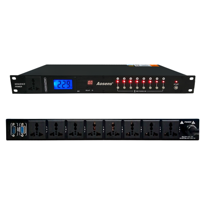 奧盛8+1路時(shí)序電源 延時(shí)上電PDU RS232串口 帶分位按鈕開關(guān)