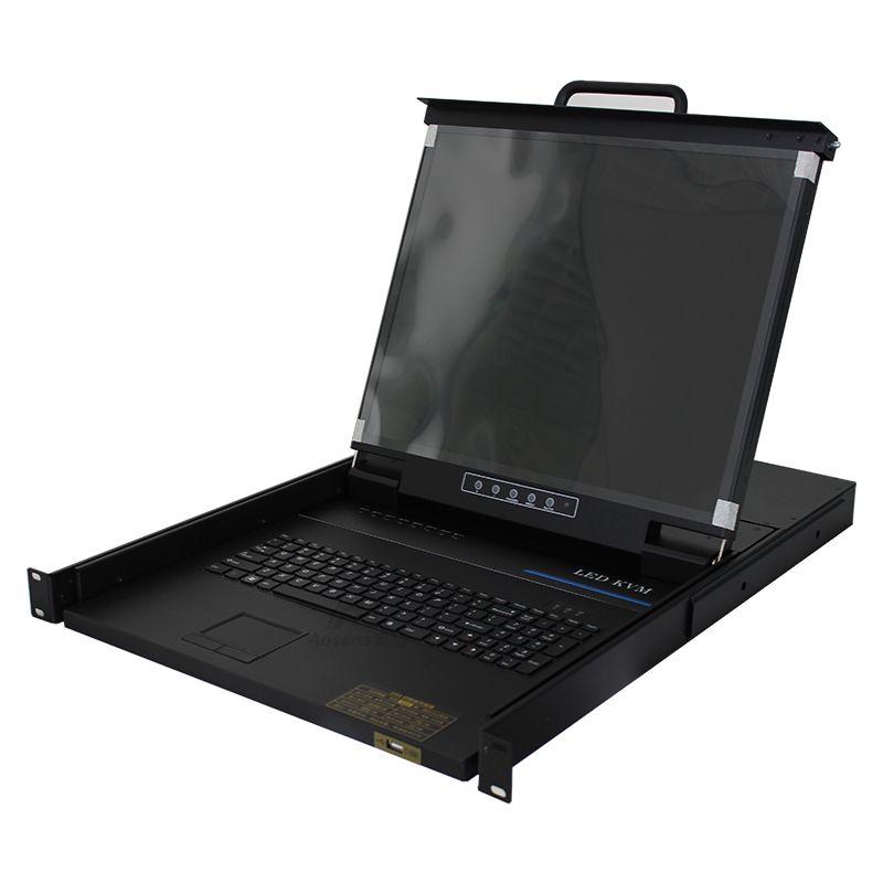 奧盛AS-KVM1708切換器8口VGA 17寸多電腦機(jī)柜顯示器主機(jī)鍵盤(pán)
