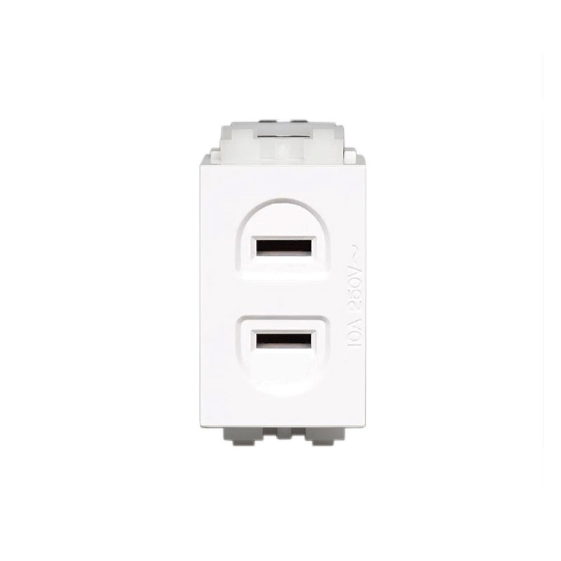 128型 二孔電源模塊 二孔插座 二插座強(qiáng)電模塊可配開關(guān)面板和地插 占1個(gè)模塊位